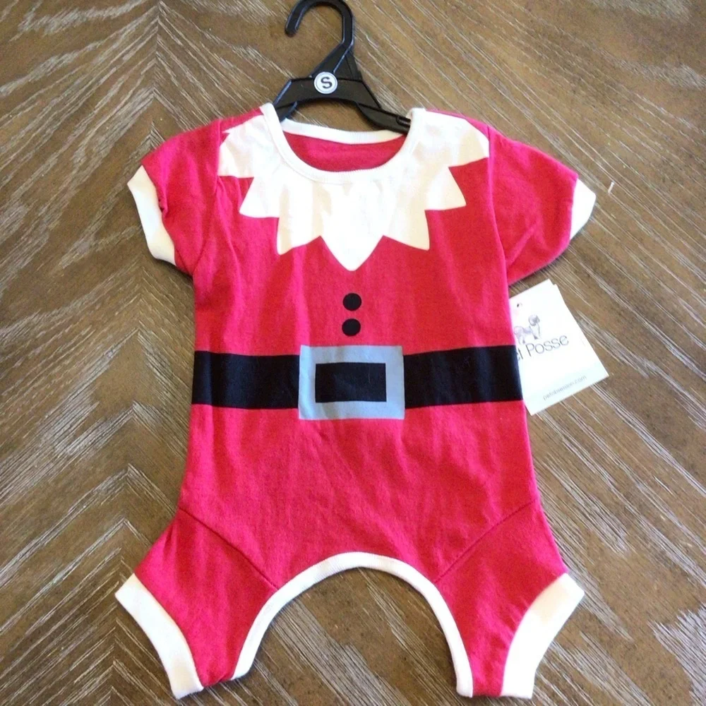 Pet Posse Santa Christmas Dog Pajamas Bodysuit Clothing Size Small